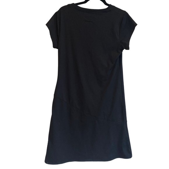 Alpine Design Black Faux Wrap Athleisure Studio Dress Women’s XL Cap Sleeves - Picture 4 of 12